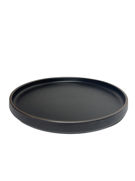 Assiette porcelaine ronde plate noire